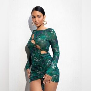 NWT Sodah London blue green angel dress size small cutout clubbing